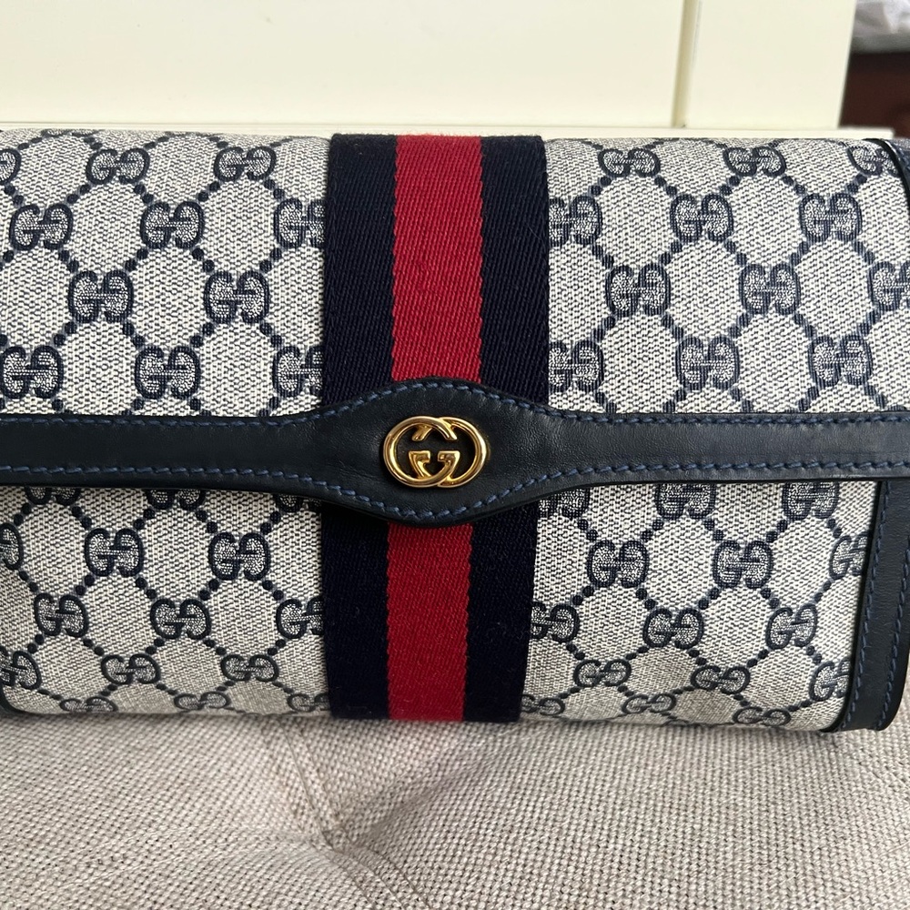 Gucci canvas sherry line navy clutch - Picture 2 of 16